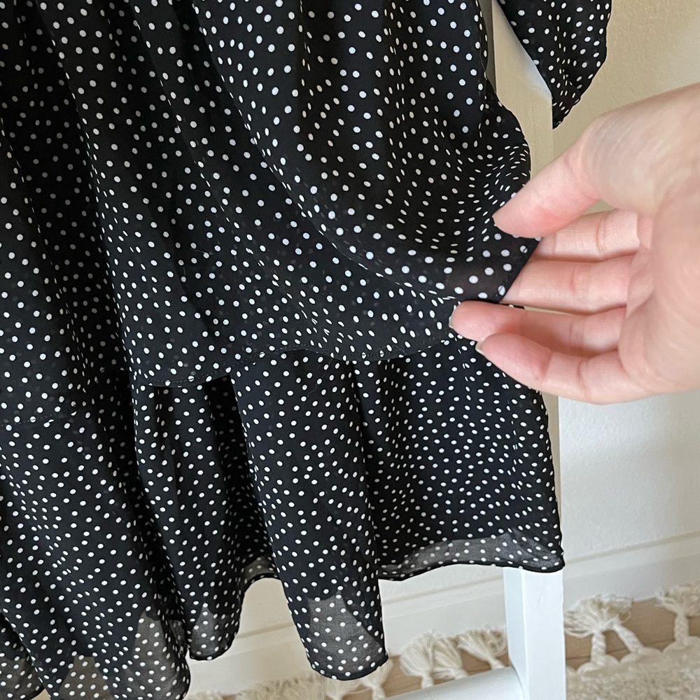 NWT Aakaa Polka Dot Black and White Ruffle Dress - Picture 4 of 6
